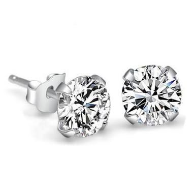 Arete Stud Oro Blanco 14 K D-1.00 ct