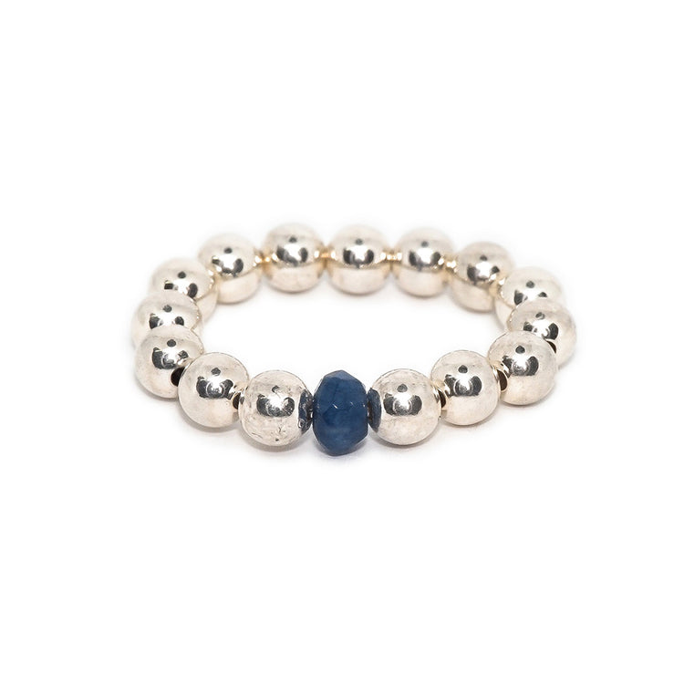 Anillo de Bolitas con Piedra 4mm