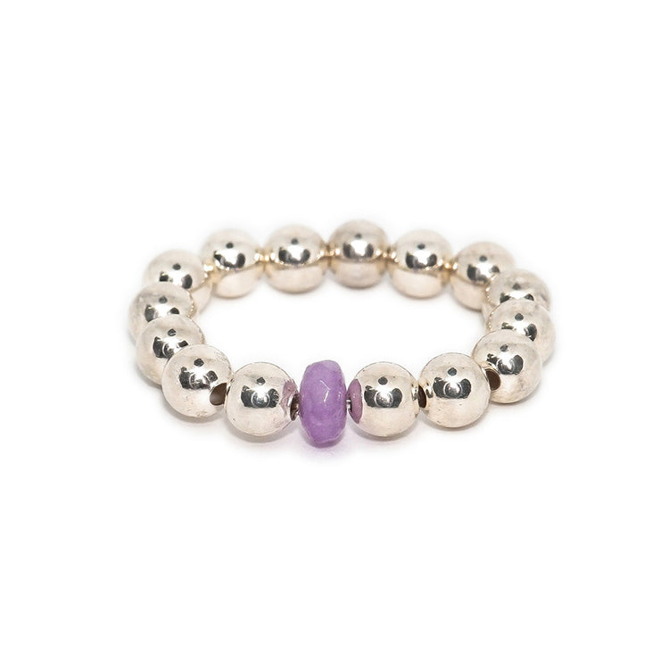 Anillo de Bolitas con Piedra 4mm