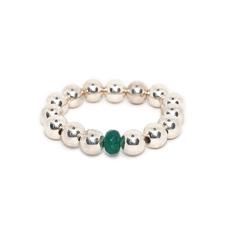 Anillo de Bolitas con Piedra 4mm