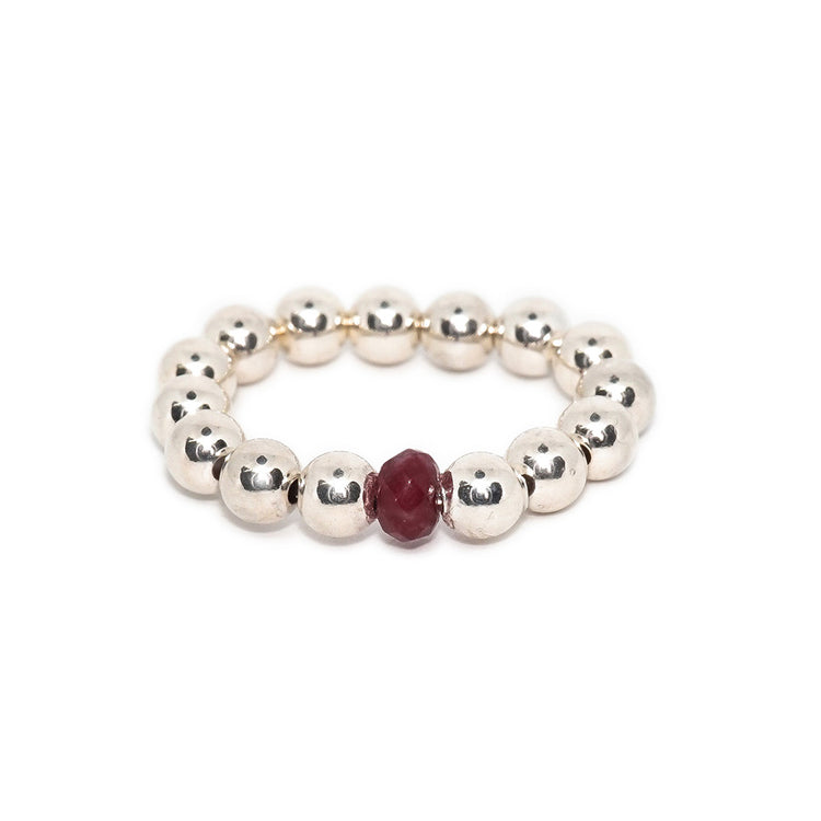 Anillo de Bolitas con Piedra 4mm