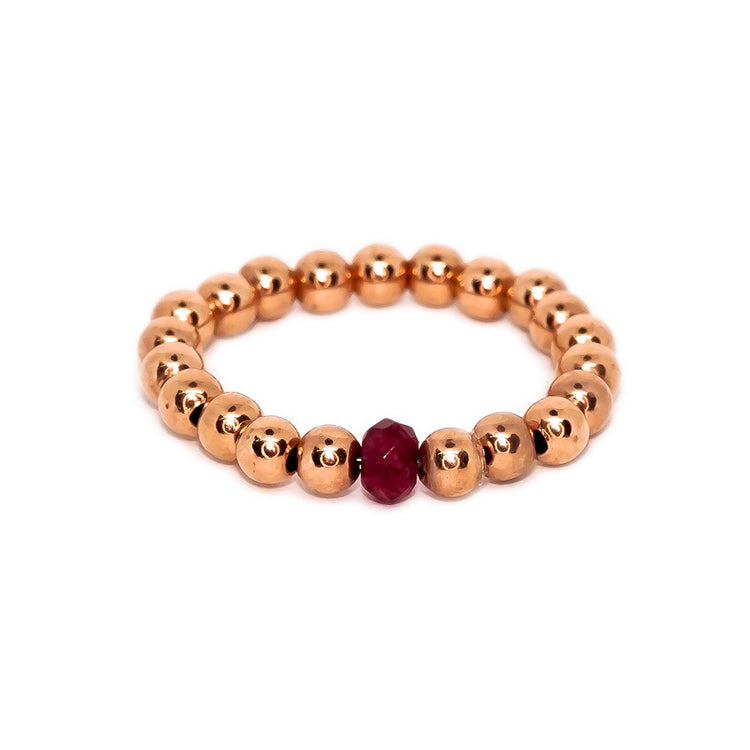 Anillo de Bolitas con Piedra 4mm