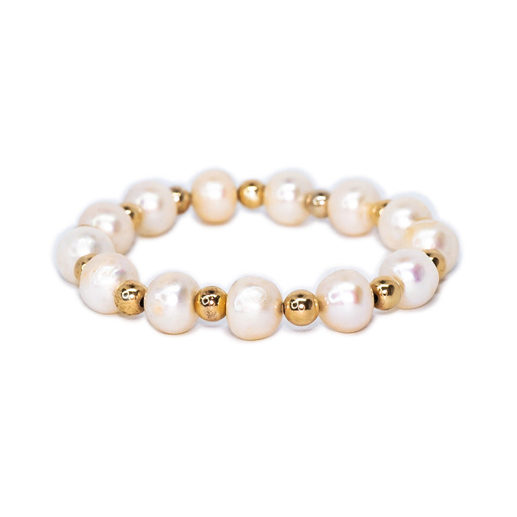 Pulsera de bolitas de 5mm con Perlas de rio