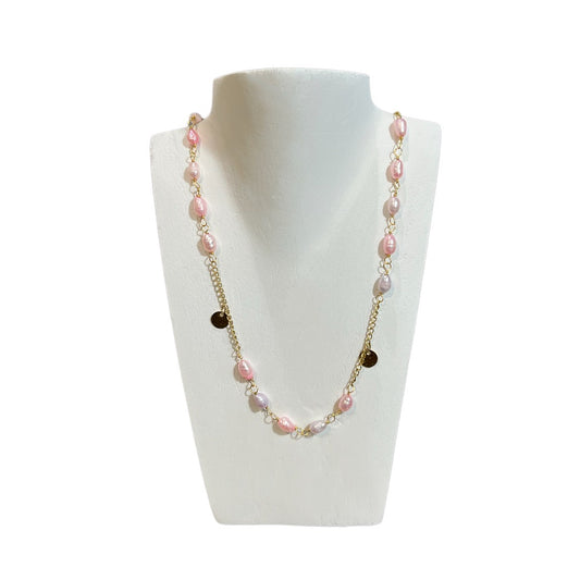 Collar engarzado piedra rosa