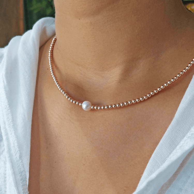 Collar de bolitas con perla - Isa Maraf Jewelry